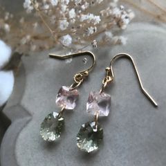 セール❣️ローズクォーツヴェルメイユフフラワー＆グリーンサファイア