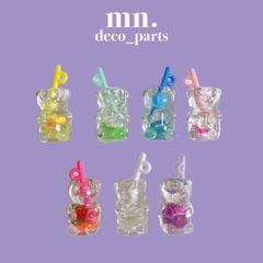 【1つ50円】21個/各3個★デコレーションパーツ　ハンドメイド　ドリンク　カラフル　くま
