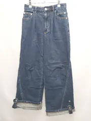 ◇ Θ GU × rokh ワイドレッグ デニム パンツ サイズS ネイビー レディース E  【1507100004741】