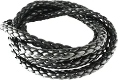 EXDUCT レザー 3mm 5m 黒 ハンドメイド 手芸 パーツ アクセサリー 組紐 ビーズ ブレスレット( φ3mmx5m,  φ3mmx5m)