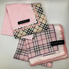 4427　美品　BURBERRY　バーバリー　ハンカチ　綿100%　 チェック　ドット　ピンク系　2枚セット　レディース