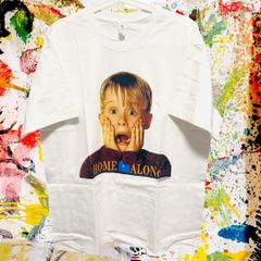 ホームアロン リプリント レトロ Tシャツ 半袖 メンズ 新品 個性的 白 マックーレー・カルキン HOMEALONE レア 映画 ムービーT
