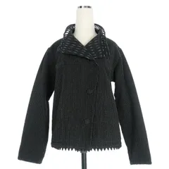 イッセイミヤケ ISSEY MIYAKE Haat 17AW インド 手織りコットン リバーシブルジャケット ブルゾン 2 ブラック 黒 HA74FD601のサムネイル