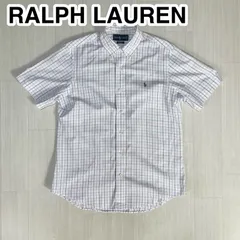 RALPH LAUREN ラルフローレン 半袖 ボタンダウンシャツ L ホワイト チェック柄 カラーポニー 着丈76㎝ 肩幅45㎝ 身幅(脇下)54㎝ 袖丈24㎝