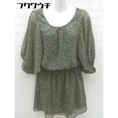 ◇ ROPE PICNIC ロペピクニック 総柄 七分袖 ミニ ワンピース サイズ38 グリーン オレンジ レディース 【中古】 【1002802396113】