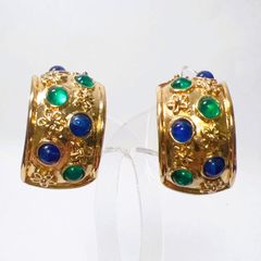 極希少☆MONET イタリア製 ヴィンテージ エナメル フープピアス 925 