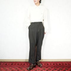 EU VINTAGE Kleiderwerke Gustrow DARK STRIPE PATTERNED DESIGN SLACKS PANTS/ヨーロッパ古着ダークストライプ柄デザインスラックスパンツ