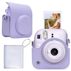 【数量限定】11 / インスタントカメラ 12 INS mini MINI instax チェキ 12 FUJIFILM ショルダーストラップ付き 専用収納ケース】互換品 ライラックパープル（ケースのみ） 【Aenllosi