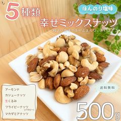 5種ミックスナッツ500g アーモンド クルミ ヘーゼル カシュー