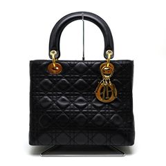 【楠本質店/元住吉】クリスチャン ディオール/Christian Dior　レディディオール　カナージュ　ブラック　レザー/GF　レディース　ハンドバッグ【中古】
