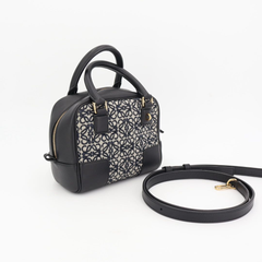ロエベ LOEWE アマソナ16 ネイビー ブラック ゴールド金具 A039N21X03 カーフ アナグラムジャガード レディース ハンドバッグ