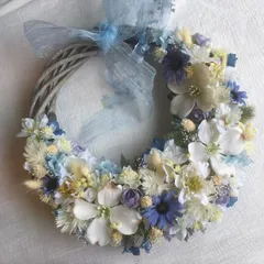 受注制作【ウェディング・送料無料】リースブーケ３５cm(リボン付)＋髪飾り