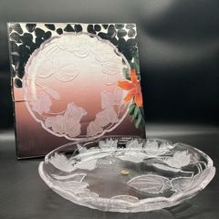 ★未使用品★SOGA ガラス 大皿 ゆり 百合 盛り皿 約35.5cm★