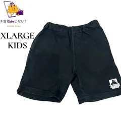 キッズ110cm 定番ブラック ショートパンツ X-LARGE KIDS ロゴプリント ストレッチ ウエストゴム 古着