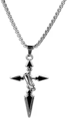 ROSELLA ネックレス メンズ 十字架 クロスリング ステンレスチェーン プチプラ 2way シンプル カジュアル(シルバー,  中)