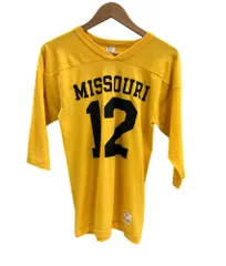 チャンピオン Champion 80's 80年代 トリコタグ フットボールシャツ カレッジ ナンバリング  7分丈 アメリカ製 MADE IN USA ヴィンテージ Vintage ロンT イエロー Sサイズ 101MT-4172