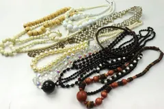 ネックレス・チェーンベルト 17点セット パールモチーフ 木製など アクセサリー まとめて 大量 レディース 【中古】