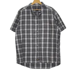 Dickies ディッキーズ チェック柄 半袖 シャツ ボタンダウン オーバーサイズ ビッグシルエット CHINA製 XLサイズ グレー ホワイト ブラック