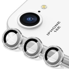 新品 Suoman for iPhone 16Eカメラレンズ保護カバー アイフォン16Eカメラレンズ保護フィルム キラキラのスパンコールの9H強化カメラレンズフィルムfor iPhone 16E-銀色