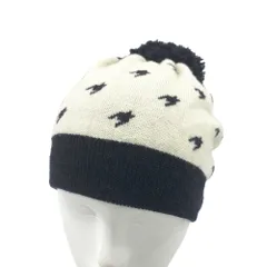 PEARLY GATES パーリーゲイツ 053-287051 ボンボン付 ニット帽 千鳥柄 ホワイト系 FR [240101157369] ゴルフウェア ストスト