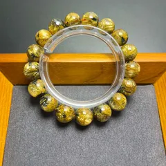 レア EU製★太陽花タイチンルチル★黄金針水晶 金運 開運 ゴールド ブレスレット パワーストーン  11.7-12.4mm ZZ1498