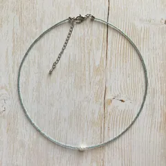 ひと粒淡水パールと極小ビーズネックレス／チョーカー