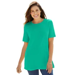 ウーマン ウィズイン レディース Tシャツ トップス Woman Within Women's Plus Size 7-day Layer-look Elbow-sleeve Tee 送料無料 ウーマン ウィズイン レディース シャツ トップス Plus