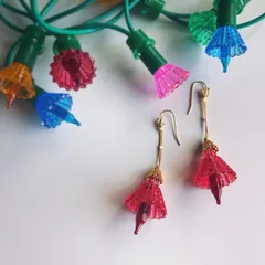 昭和レトロ★Xmasライトのピアス・イヤリング【Red】