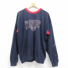 XL/古着 チャンピオン Champion 長袖 スウェット メンズ 90s B 大きいサイズ クルーネック 紺 ネイビー 25jul31 中古 スエット トレーナー 
