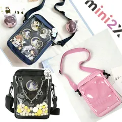 痛バ 痛バッグ バッグ スモール ショルダー かわいい 見せバッグ ポーチ  缶バッジ 軽量 推し活 おしゃれ 女性 ショルダー バッグ 斜め掛け 肩掛けバッグ 透明PVC クリア ビニール 透明 コレクション アニメ ゲーム 漫画 マンガ アイドル お洒落