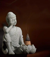 石造仏 高級香薫仏燭台 置物 禅意 香道具 装飾品 工芸品 美術品 置物