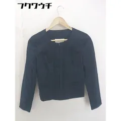 ◇ NATURAL BEAUTY ナチュラルビューティー 長袖 ノーカラー ジャケット サイズ36 ネイビー レディース  【中古】 【1112270003588】
