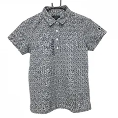 【美品】パーリーゲイツ 半袖ポロシャツ 白×ネイビー 花柄 厚手 レディース 0(S) ゴルフウェア 2024年モデル PEARLY GATES