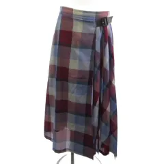 ブルーレーベルクレストブリッジ 55S20-665-38 25SS クレストブリッジチェックカラミクロスロングスカート パープル ブルー 38 