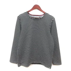 ザショップティーケー THE SHOP TK Tシャツ カットソー クルーネック ボーダー 長袖 L 黒 ブラック 白 ホワイト /MS