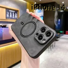 【SHOPS】iPhone14 スマホケース 黒 ワイアレス充電 レザー風 耐衝撃 レンズ保護 軽量 おしゃれ シンプル E029