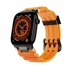 アップルウォッチバンド（Apple Watchバンド）メタルギアシリコンバンド【ブラック×オレンジ】42mm/44mm/45mm/46mm/49mm対応 [BELTIES]
