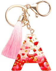 【数量限定】おしゃれ 赤 可愛い チャーム バッグ 筆箱 鍵 推し活 キーリング アルファベット 名前 推し 韓国 ハート アクリル キーホルダー イニシャル