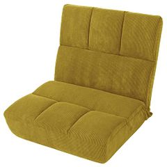 在庫処分　A1115p-684YE 日本製 背部14段階リクライニング コーデュロイイエロー 特大 包み込まれる ワイド ポケットコイル 高反発 座椅子 セルタン