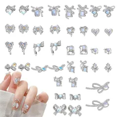 【迅速発送】ネイルパーツ リボン 約40個セット 可愛い 大きい ハート リボン ネイルパーツ ストーン 3d 立体 蝶結び ネイルアート ジュエリーパーツ 手芸 ハンドメイド デコパーツ