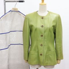 ITIVI4YOQLYG LOEWE ロエベ レザー ジャケット アウター トップス 羊革 レディース グリーン 緑 サイズ42
