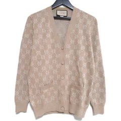 美品 GUCCI グッチ ラメ GG柄ジャガード Vネック ニット