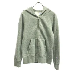 Champion チャンピオン ロゴ刺繍 長袖 スウェット ジップパーカー L グレー レディース 古着
