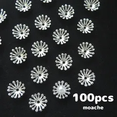 112【ビーズキャップ】約100個入り　シルバー　花芯　花座　座金　つまみ細工に