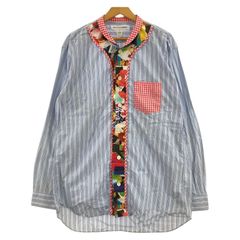 COMME des GARCONS SHIRTS ストライプ切替シャツ X ブルー