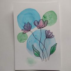 水彩画ポストカード　花