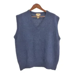 90年代 スコットランド製 L.L.Bean エルエルビーン ウール ニット ベスト アウトドア ネイビー (メンズ L) 中古 古着 T0632