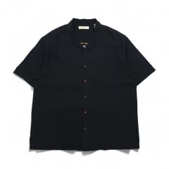 Tommy Bahama シルク 半袖 オープンカラーシャツ 開襟 ボックスシャツ XL ブラック バックロゴ刺繍