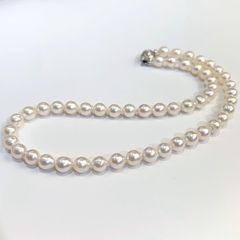 本アコヤ真珠 特大8.2mm 真珠ネックレス40g 東キ8-0607☆新 トヒサ 