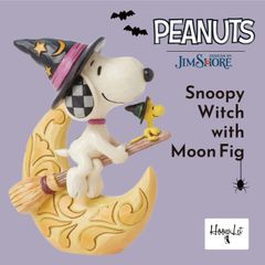 スヌーピー＆ウッドストック ミッドナイトライド ハロウィン ジムショア アンティーク フィギュア Snoopy Witch with Moon Fig ピーナッツ JIM SHORE 正規輸入品 かわいい おしゃれ インテリア 雑貨 人形 ギフト 飾り